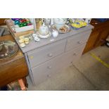 A painted pine chest fitted two short over two lon