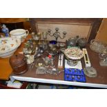 A quantity of brass and silver plated ware to incl