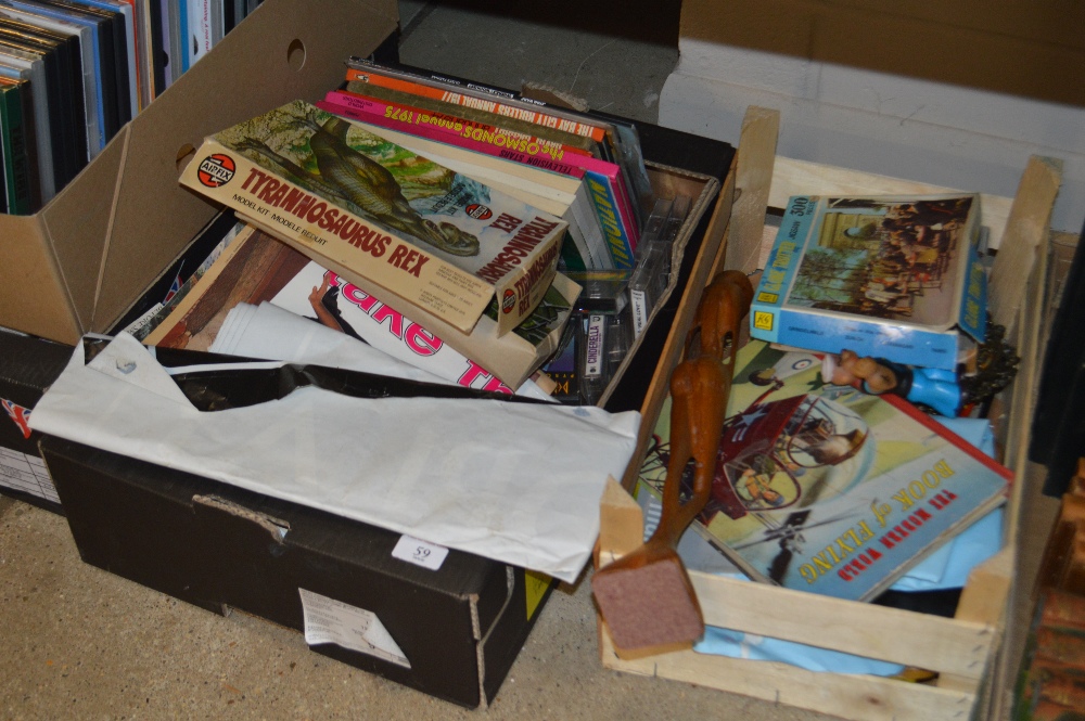 Two boxes of various ephemera, tapes, children's a