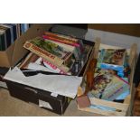 Two boxes of various ephemera, tapes, children's a