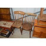 Two elm seated kitchen chairs