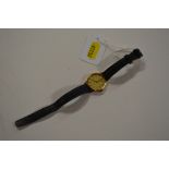 A ladies Omega De Ville gold plated wrist watch