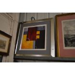 A modernist abstract print in silvered frame