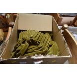 A box of green velvet curtains