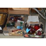 Two boxes of decorative glassware