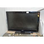 A JVC flat screen television - lacking remote cont