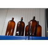 Six vintage chemist bottles
