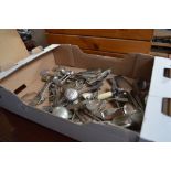 A box of various silverplated cutlery etc.