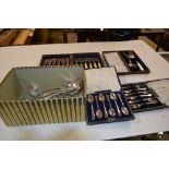 A quantity of various plated cutlery including box