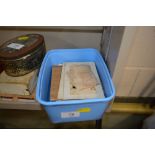 A tub containing WW1 silk post-cards; together wit