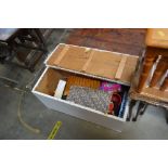 A white painted pine storage box and contents of v