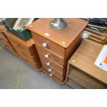 A pine chest of narrow proportions, fitted five dr