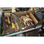 Three trays of various hand tools to include files