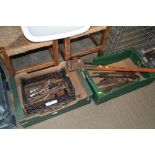 Three boxes of various hand tools to include a lar