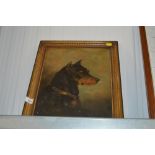 An oil on board study of a dog, initialled to bott