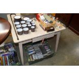 A painted kitchen table fitted single drawer