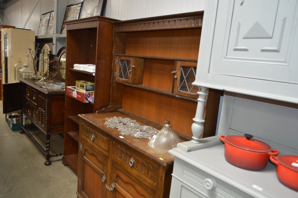 An oak and leaded dresser