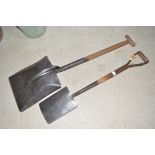 A Vintage spade and shovel