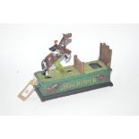 A novelty cast iron moneybox, "Show Jumper"