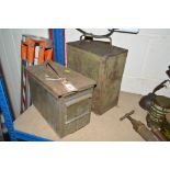 A Shellmex petrol can and an old ammunition box