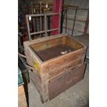 A converted Vintage linen cart, with hinged glass