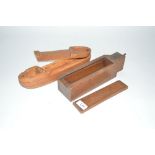 Two 19th Century wooden pencil boxes, one in the f