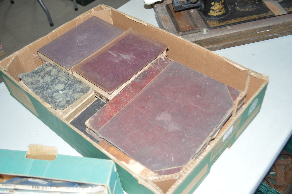 A box of various leather bound and other Antiquari