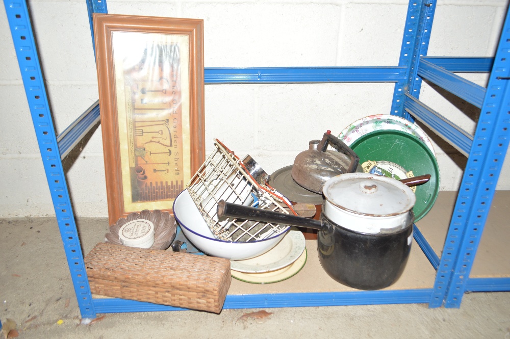 A quantity of various enamel and other kitchenalia