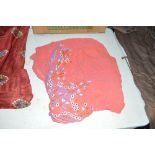 An Antique silk and floral embroidered shawl, of l