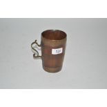 An oak and brass mounted coopered mug