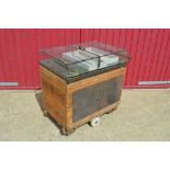 A converted Vintage linen cart, the top with glaze