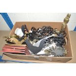 A quantity of various iron and brass fittings etc.