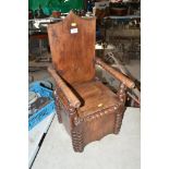 An Antique pine child's commode chair