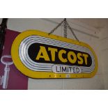 An enamel "Atcost Limited." oval advertising sign, 12i