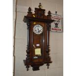 A Victorian walnut cased regulator type wall clock