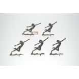 Five Art Deco bronze dancing girl figures