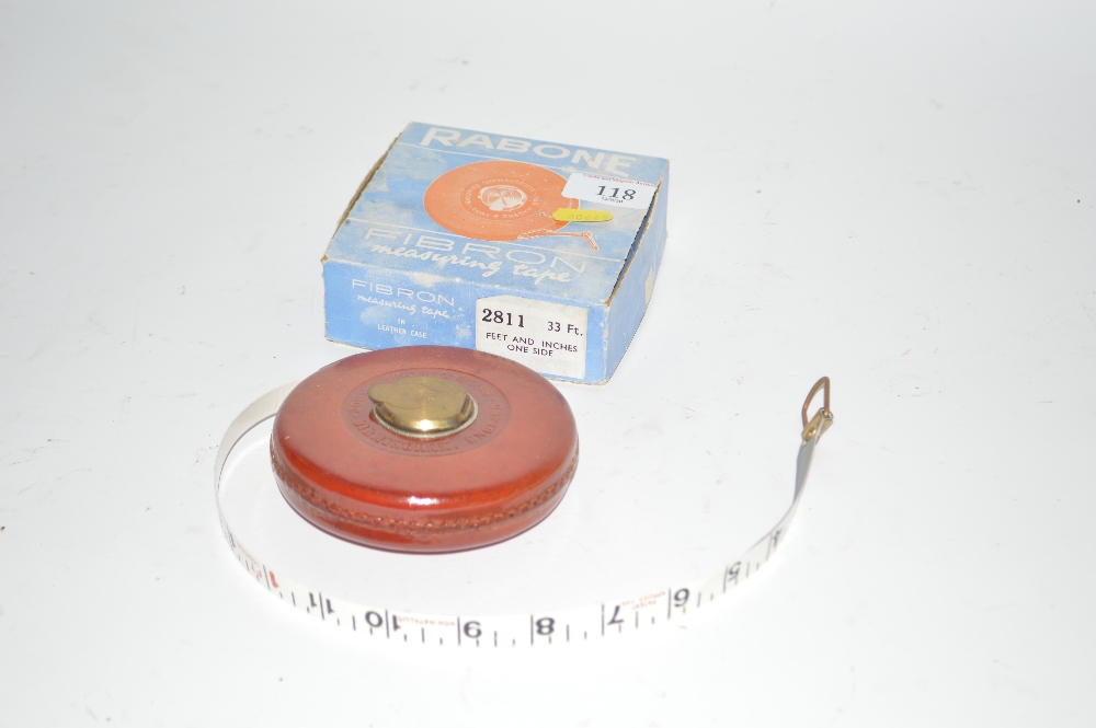 A Rabone Fibron measuring tape, in original box
