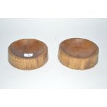 Two 19th Century elm log food bowls