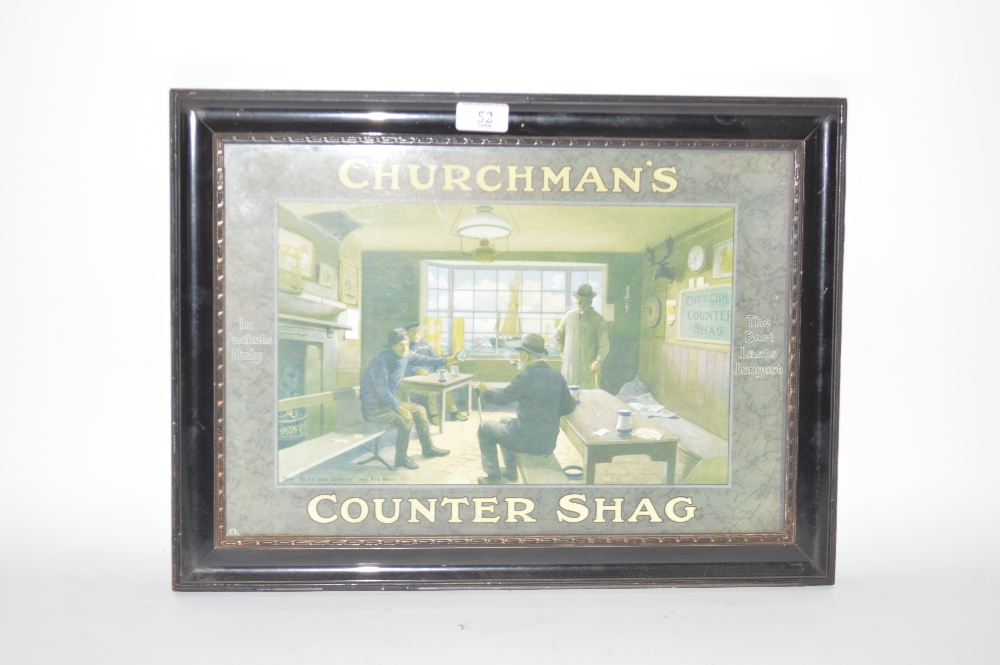A Churchman's Counter Shag advertising sign for "