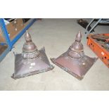 A pair of Antique copper street lamp tops