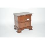 A mahogany two drawer trinket chest, 10ins wide x