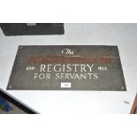 A brass wall plaque "The Registry for Servants", 9