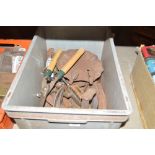 A box of miscellaneous tools to include a Stanley