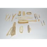 A box of ivory and bone manicure, dressing table a