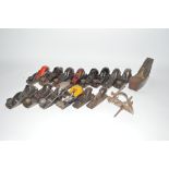 A collection of various vintage smoothing planes