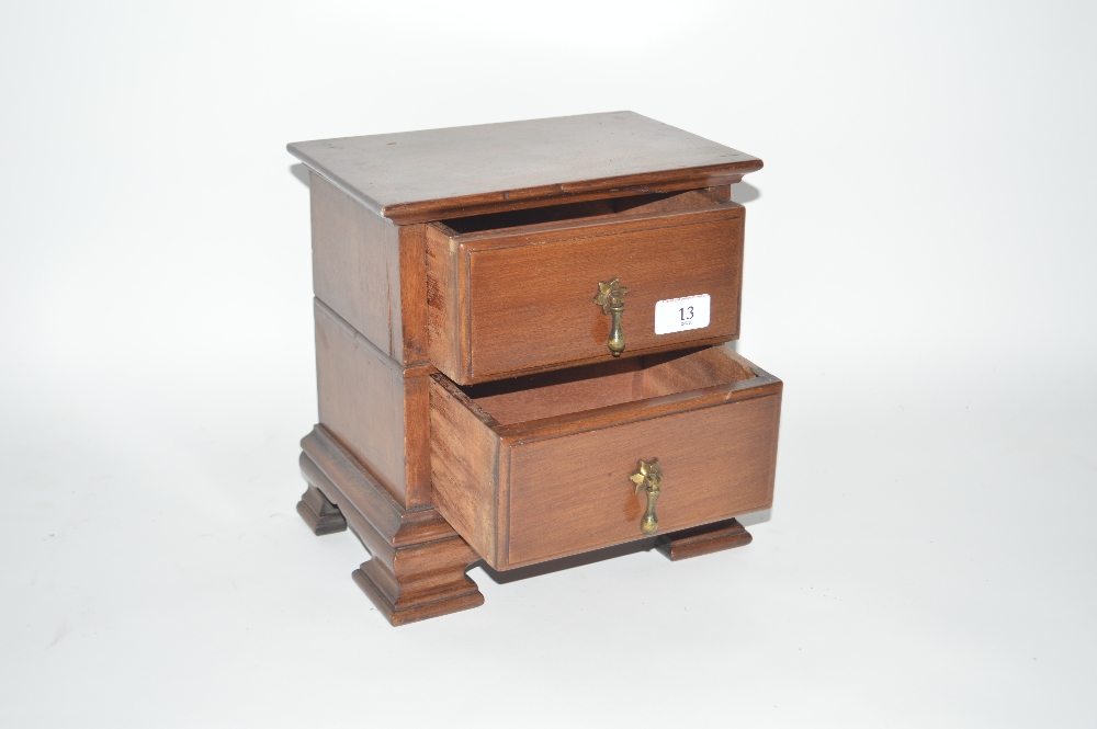 A mahogany two drawer trinket chest, 10ins wide x - Image 3 of 3