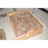 A wooden tray box and contents of various old hand