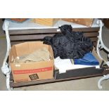 Two boxes of miscellaneous textiles including tabl