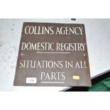 A brass and enamel decorated office plaque "Collin