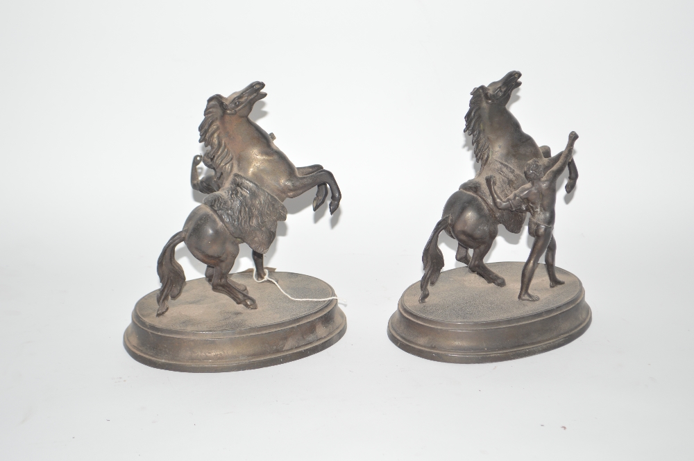 A pair of Spelter Marley horse and groom figures, - Image 2 of 3